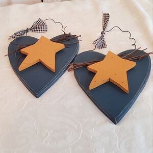 Set of two rustic heart wall art